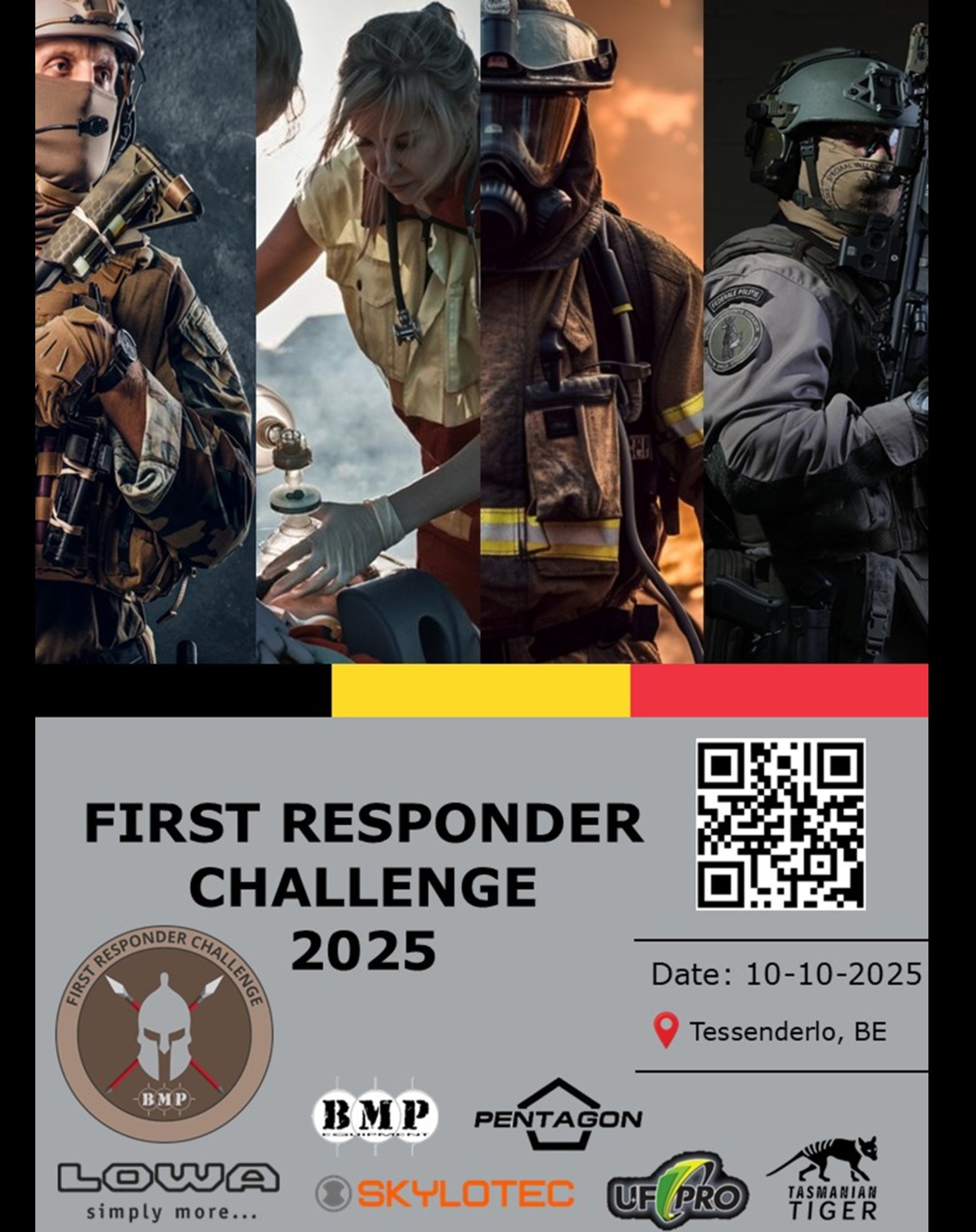 Our official poster for the 2025th edition FRC is complete! Feel free to share! Want more information? Scan the QR-code on the poster! ๐
#firstresponderchallenge #frc2025 #obstaclecourse #poster